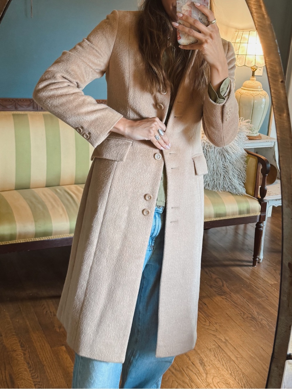 G2000 Camel tan Colored Wool blend long Coat sz xs / 2